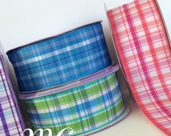 Plaid ribbon,ribbon for crafts,ribbon for bows,ribbon for sewing,ribbon by the yard,ribbon for hairbows,fabric ribbon,scrapbooking ribbon.