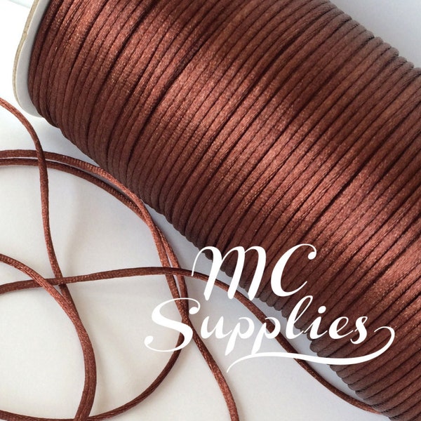 5-200 yds,brown rattail cord,rat tail cord,cordon cola de rata,satin cord,jewelry cord,kumihimo cord,beading cord,macrame cord,bracelet cord