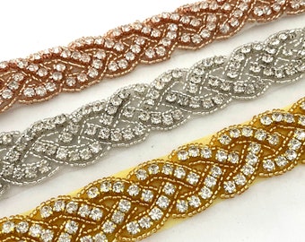 Bridal gold rhinestone,wedding trim,gown trim,hot fix applique,rhinestone trim,glass rhinestone,rhinestone,rhinestone by the yard,191.