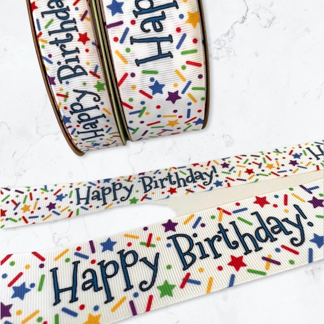 1-10 Yds,happy Birthday Ribbon,confetti Ribbon,grosgrain Ribbon,gift ...