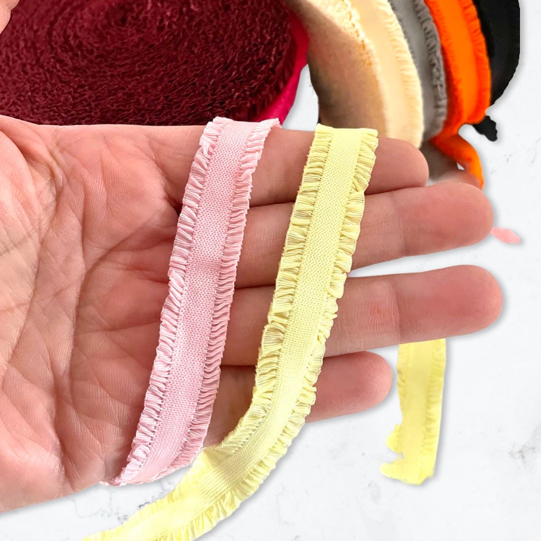 5 Yds,ruffle Elastic,narrow Elastic,pink Elastic,elastic Headband ...