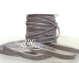Gray velvet ribbon,velvet ribbon,ribbon for bows,ribbon by the yard,ribbon for hair clips,gray ribbon,sewing ribbon,fabric ribbon,122