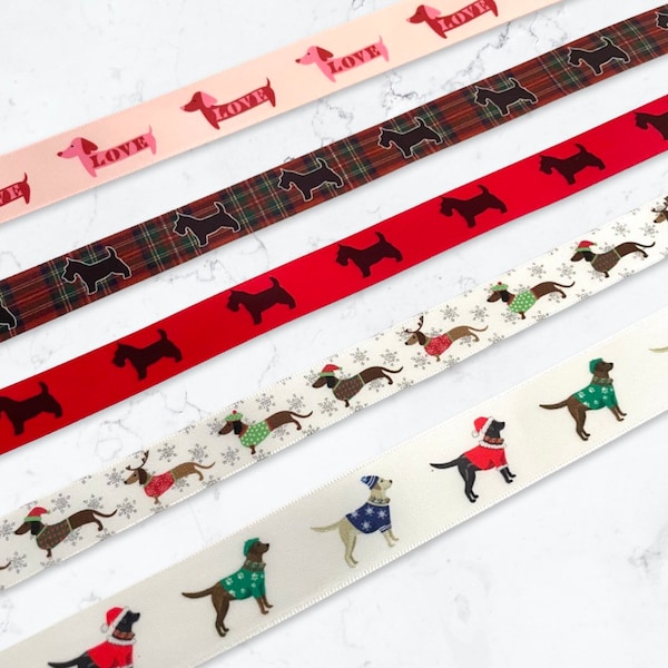 1-10 yds,Dachshund ribbon,labrador ribbon,scottie ribbon,Christmas ribbon,dog ribbon,holiday ribbon,ribbon,gift ribbon,ribbon by the yard,