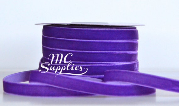Purple velvet ribbon,single face velvet ribbon,embellishment,ribbon for  hair clips,scrapbooking ribbon,velvet by the yard,garment trim,122