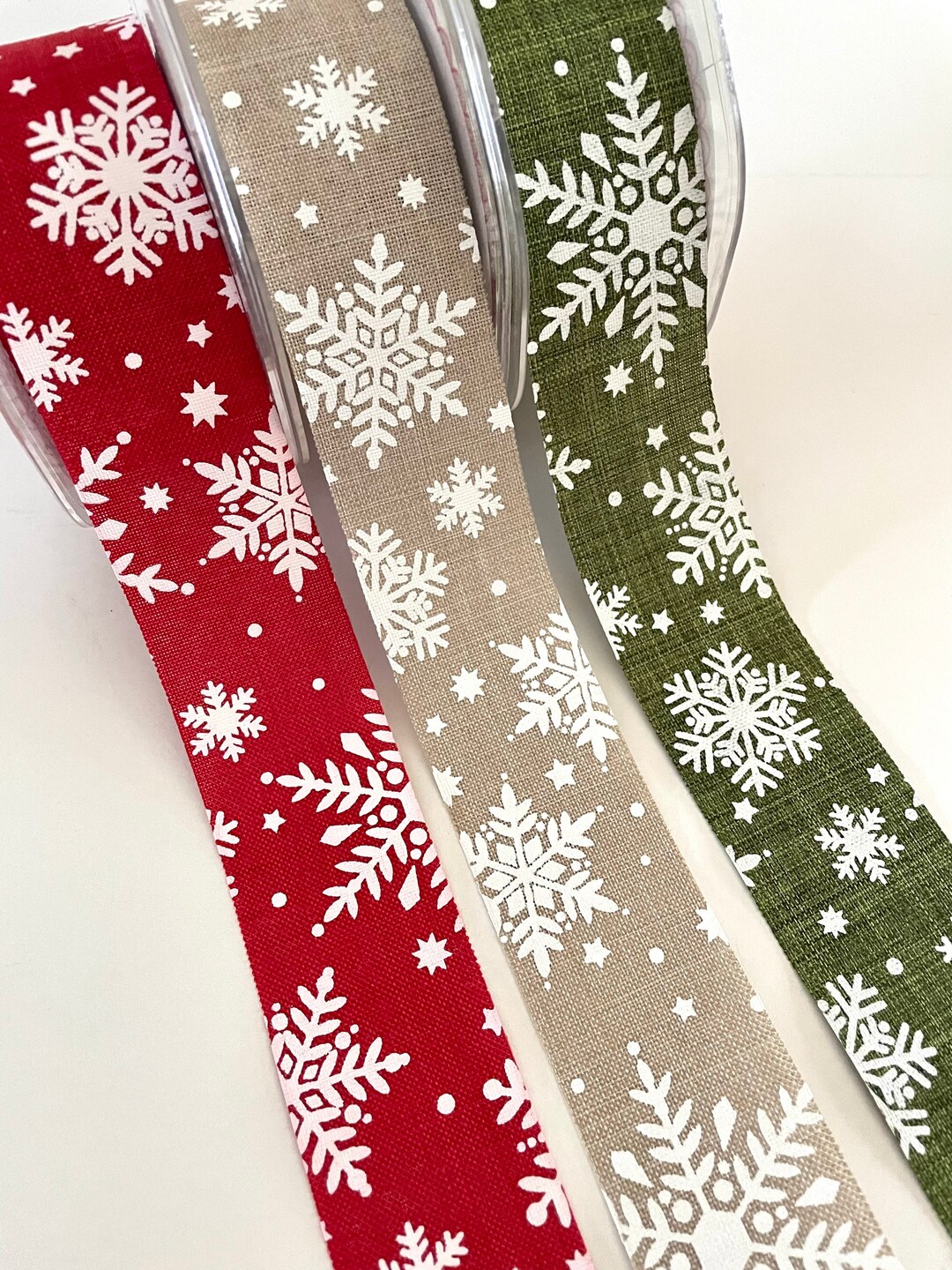 Snowflakes Ribbon,linen Ribbon,christmas Ribbon,winter Ribbon,printed ...