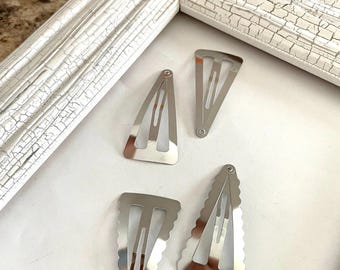 5 pcs,Triangle snap clips,toddler snap clip,girl snap clip,women snaps clips,metal snap clips,silver snap clips,blank snap clips.