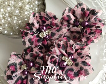 4 pcs,Headband flowers,headband accessories,pink flowers,baby headband flowers,hair flowers,chiffon flower,shabby flower,160