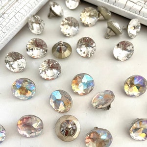 16x16mm Heart Rhinestone Buttons Silver Color Base Button Craft Sewing  Supplies