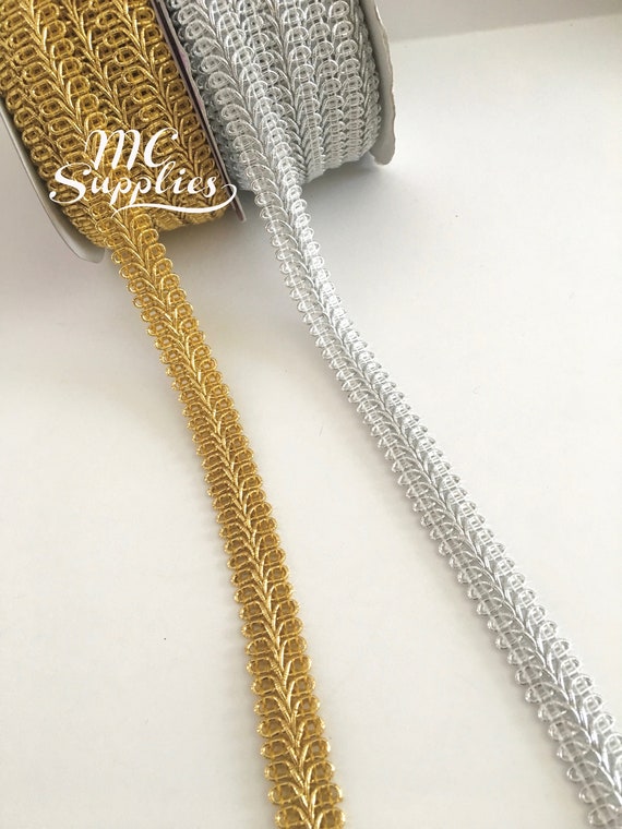 White//Metallic Silver Braid 10 mm Sewing Edging//Trim//Gimp Upholstery Free UK P/&P