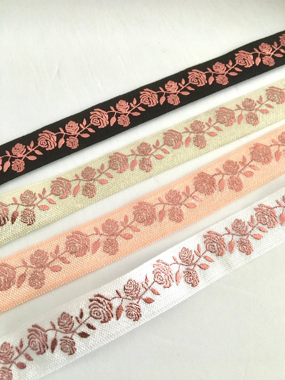 2 yds,Floral elastic,PPE masks elastic,foe elastic,flat elastic,elastic for headband,elastic for hair ties,fold over,FOE by the yard,137