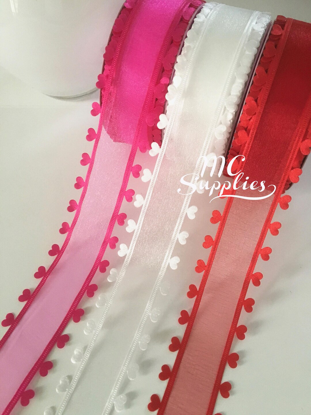 2-25 Yds,heart Ribbon,fabric Ribbon,organza Ribbon,red Ribbon,sheer ...