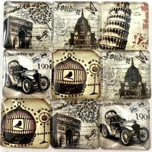 10 pcs,Paris cabochons,chinoiserie gemstone,glass cabochon,square cabochon,flatback cabochon,dome cabochon,findings.