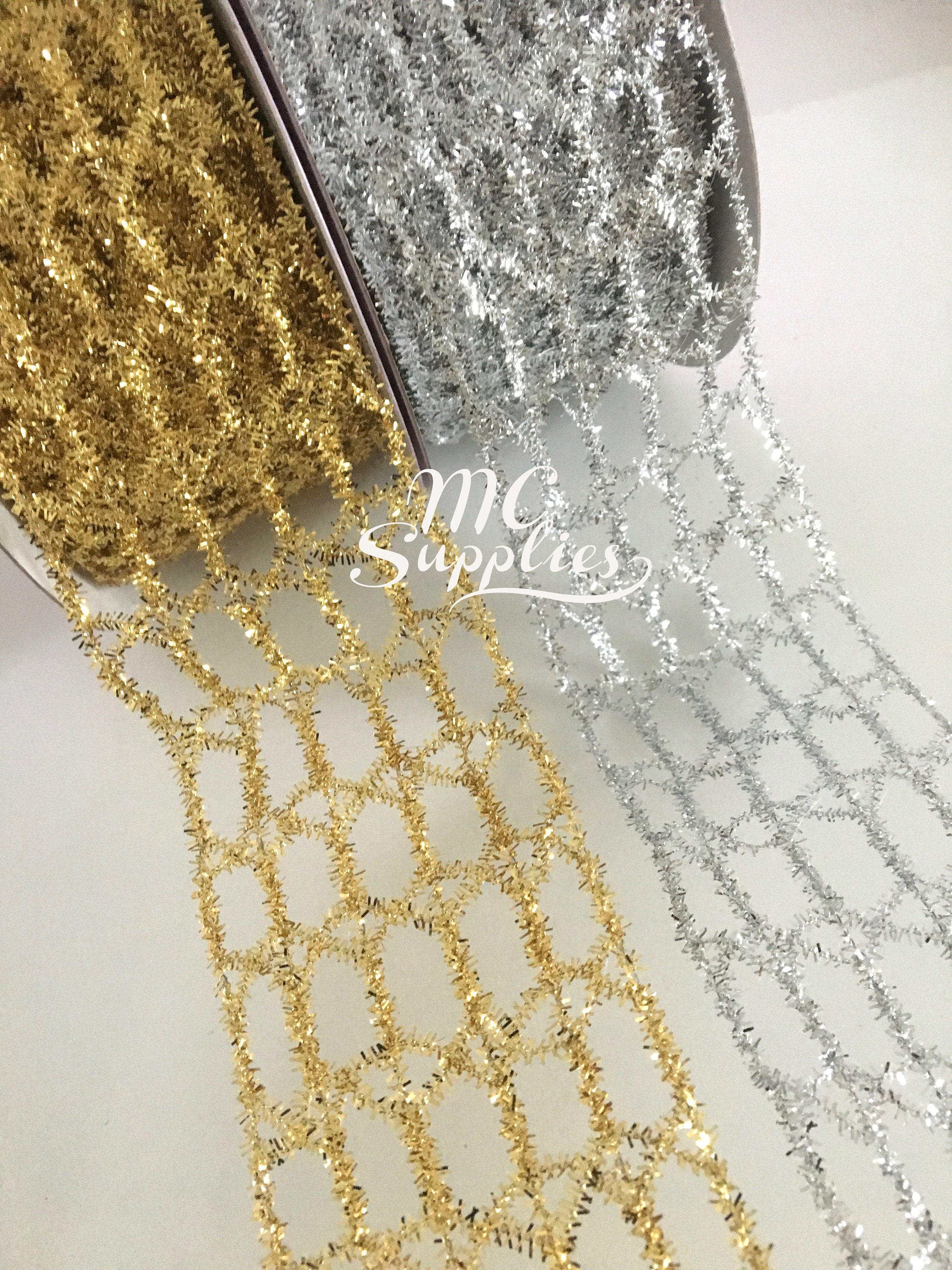 Natalie ribbon set beige andmary ❶ Mesh Tinsel Ribbon,net Ribbon,ribbon for Bow,christmas