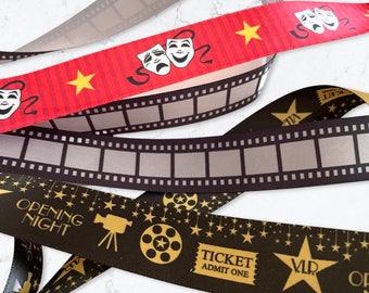 1-10 yds,Movie film ribbon,movie ticket ribbon,theater ribbon,black ribbon,ribbon by the yard,ribbon for crafts,decorative ribbon