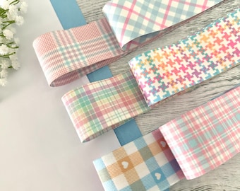 Plaid ribbon,preppy ribbon,fabric ribbon,embellished ribbon,decorative ribbon,ribbon for bows,ribbon by the yard,crafts ribbon,hair ribbon.