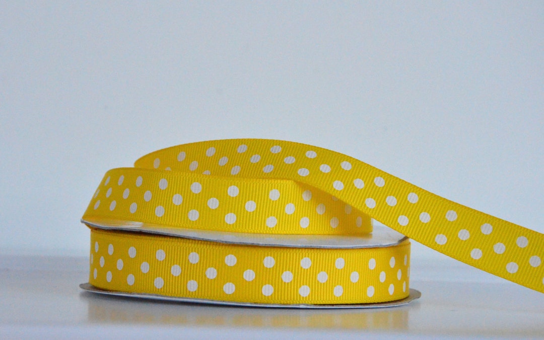Yellow Ribbon For Outdoor 3 Yds,yellow Ribbon,polka Dot Ribbon,craft Ribbon,grosgrain Ribbon ...