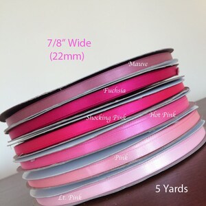 5 à 50 m, ruban de satin uni, ruban rose, ruban de satin rose, ruban d'artisanat, ruban de scrapbooking, ruban pour fabrication de cartes, ruban par mètre, 58.