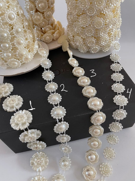 Pearl Trim,flower Pearl Chain,string of Pearls,strand of Pearls