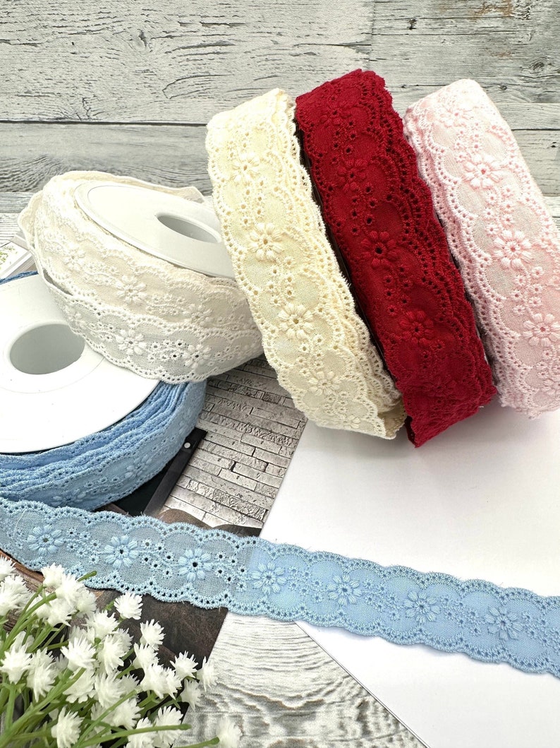 Embroidered Cotton Eyelet Lace Ribbon Trim Craft Supply for ...