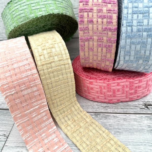 2 yd,Fabric ribbon,texture ribbon,plaid ribbon,decorative ribbon,embellished ribbon,ribbon for bows,pink ribbon,home decor ribbon.