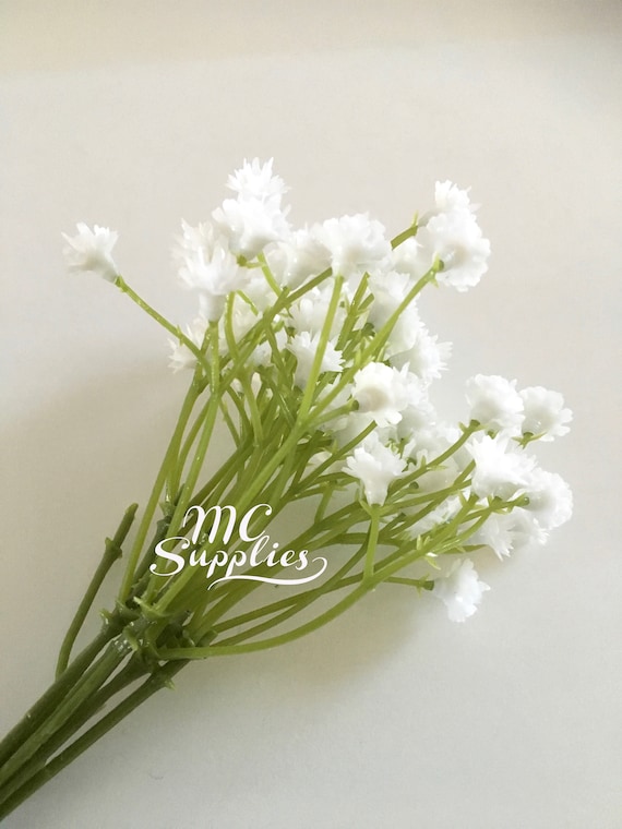 Spencer 6 Bundles 12.2 inches Baby Breath Artificial Flowers, UV Resistant  Faux Outdoor Flowers, Fake Plastic Flowers Bulk for Cemetery Wedding Party