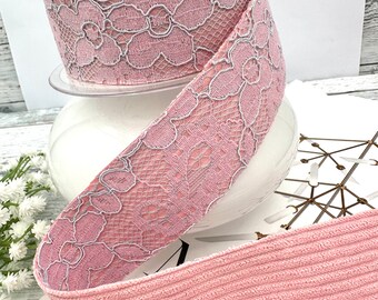 2 yds,Lace ribbon,texture ribbon,corduroy ribbon,decorative ribbon,embellished ribbon,ribbon for bows,pink ribbon,home decor ribbon.