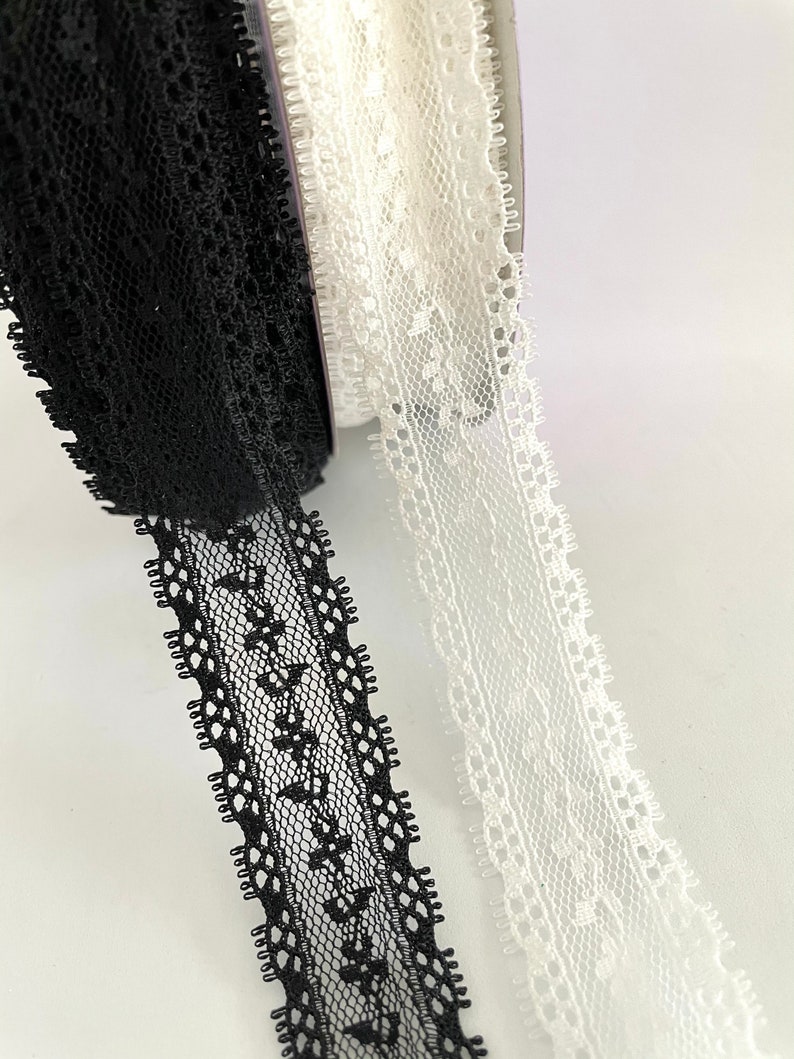2 yds,Black lace,craft lace,lace for crafts,lace trim,lace by the yard,crafting lace,lace ribbon,craft lace trim,wedding lace trim. image 1
