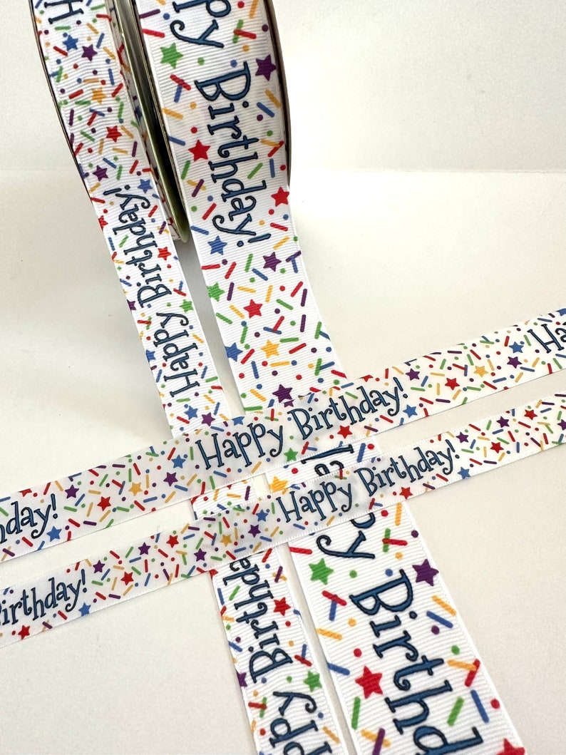 1-10 Yds,happy Birthday Ribbon,confetti Ribbon,grosgrain Ribbon,gift ...