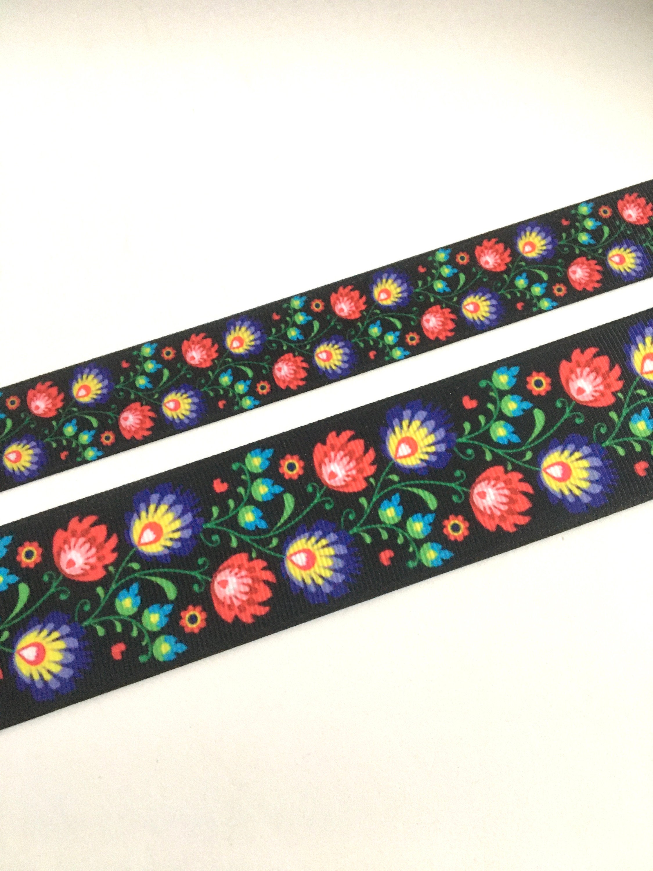 Latin Ribbon 2 Yds,floral Ribbon,mexican Ribbon,colorful Ribbon,flowers Ribbon ...