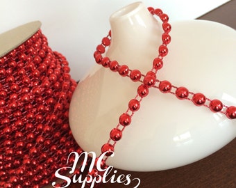 1-36 yds,Red pearls,flat back pearls,strand of pearls,beads for crafts,craft beads,pearl beads,string of beads,bead on a string,196