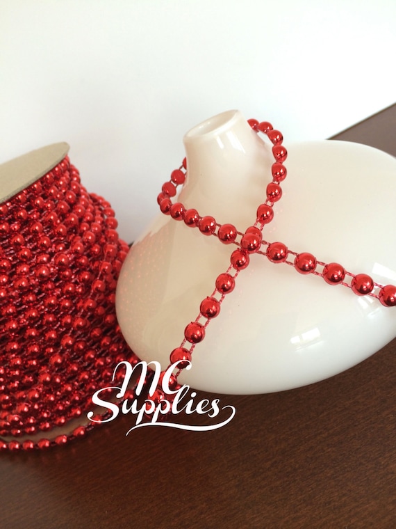 1-36 Yds,red Pearls,flat Back Pearls,strand of Pearls,beads for Crafts,craft  Beads,pearl Beads,string of Beads,bead on a String,196 