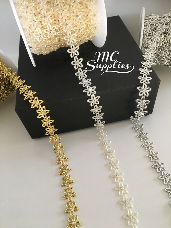 Flower Chain Trimpearl Stringivory Trimdecorative Etsy