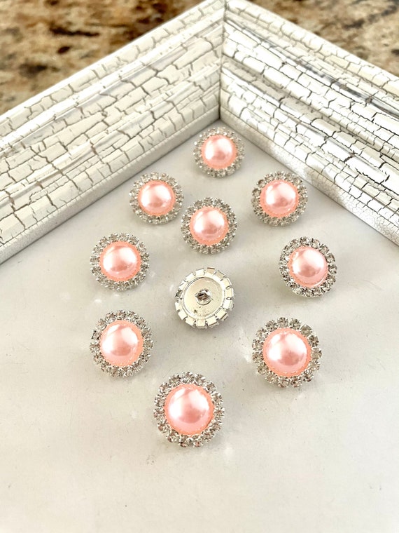 10 Pcs,pink Buttons,rhinestone With Pearls,pearl Rhinestones,rhinestone  Center,flower Center,metal Rhinestones,jacket Buttons,93 