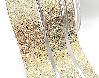 Glitter ribbon,sparkle ribbon,gold ribbon,fabric ribbon,craft ribbon,ribbon for bows,ribbon by the yard,scrapbooking ribbon.