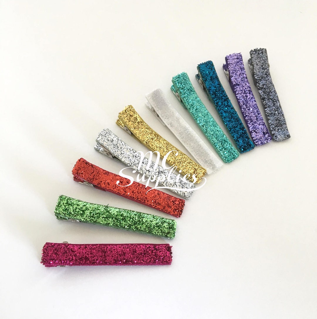 10 Pcs.lined Hair Clips,covered Hair Clips,glitter Hair Clips,lined Clips,alligator Hair Clips