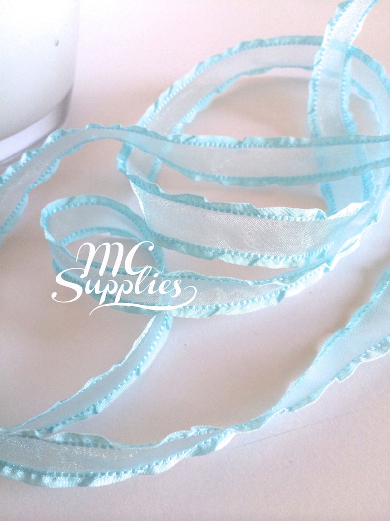 Light Blue Ruffled Ribbon 5 Yds,blue Ribbon,fabric Ribbon,craft Ribbon,ribbon for Crafts,ribbon ...