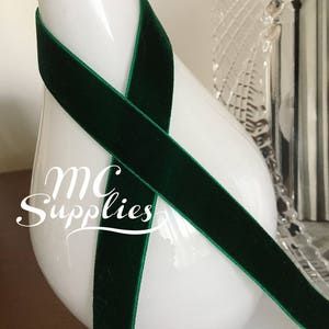 Deep Emerald Green Velvet Ribbon - 3/8 inch - 1 Yard