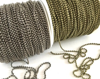 3 yds,Ball chain,metallic beads trim,craft chain,necklaces chain,crafting beads,strand of beads,black ball chain,bronze ball chain,trim.