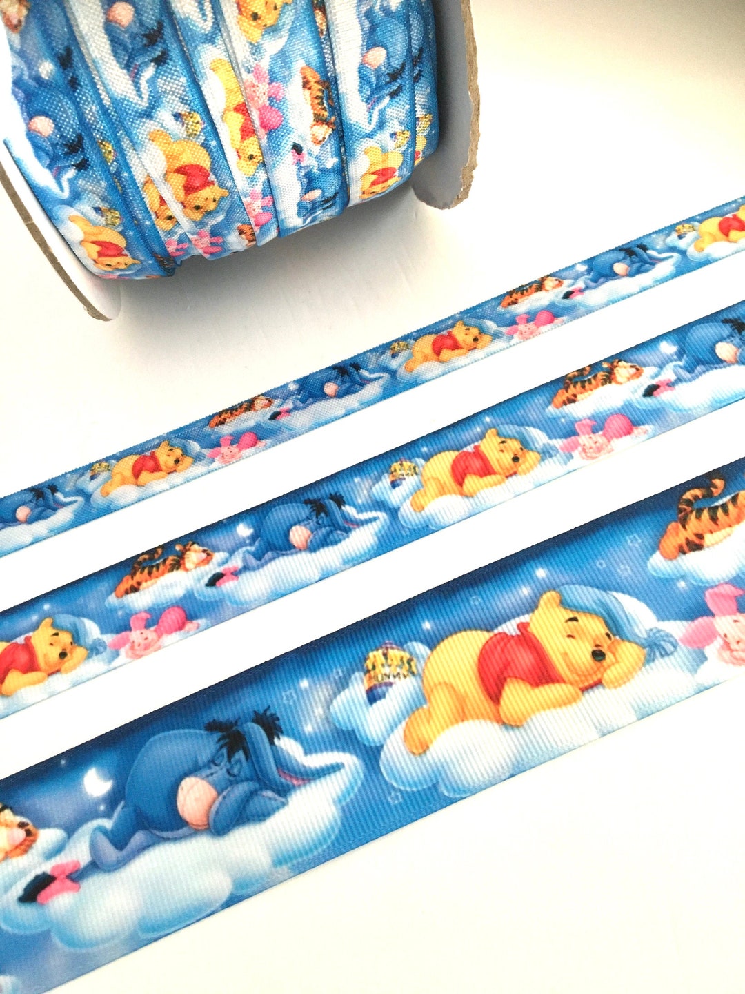  Winnie Cartoon Pooh and Friends 1 Inch Wide Repeat Ribbon Sold  in Yards (10 Yards)