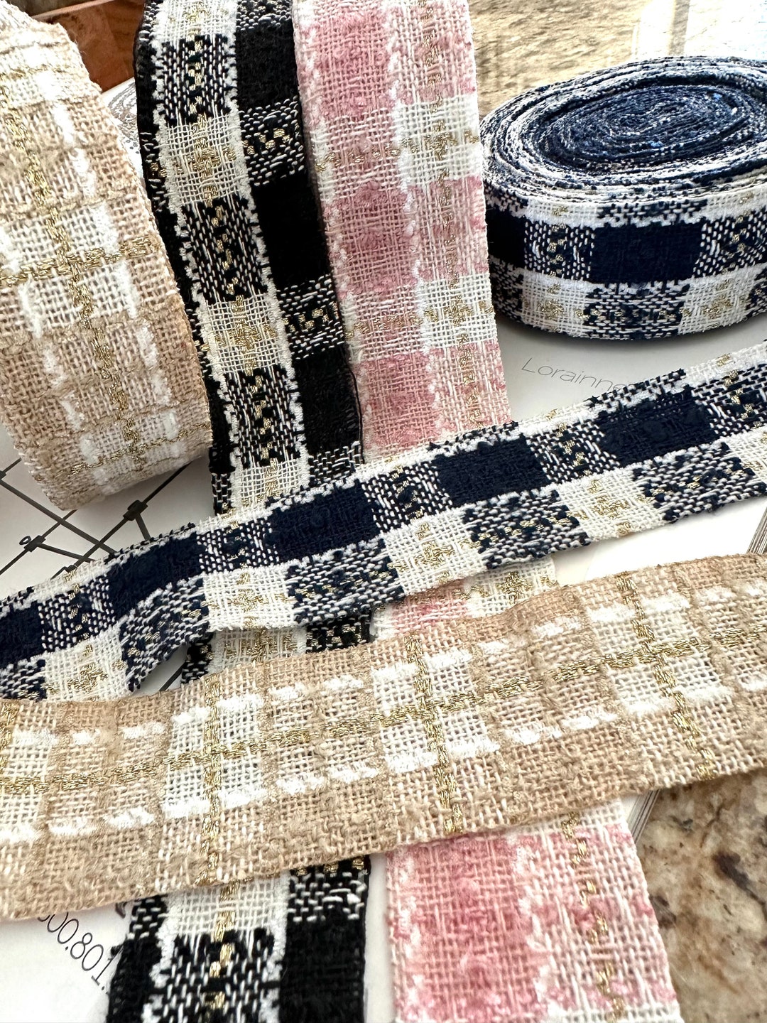Plaid Ribbon,faux Linen Ribbon,bicolor Ribbon,craft Ribbon,ribbon for ...