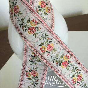 Flowers ribbon,embroidered ribbon,floral ribbon,ribbon for crafts,ribbon for bows,ribbon for sewing,embellish ribbon,ribbon by the yard.