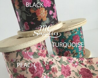 2 yds,Floral ribbon,vintage floral ribbon,fabric ribbon,craft ribbon,printed ribbon,ribbon for crafts,ribbon for bows,ribbon by the yard.