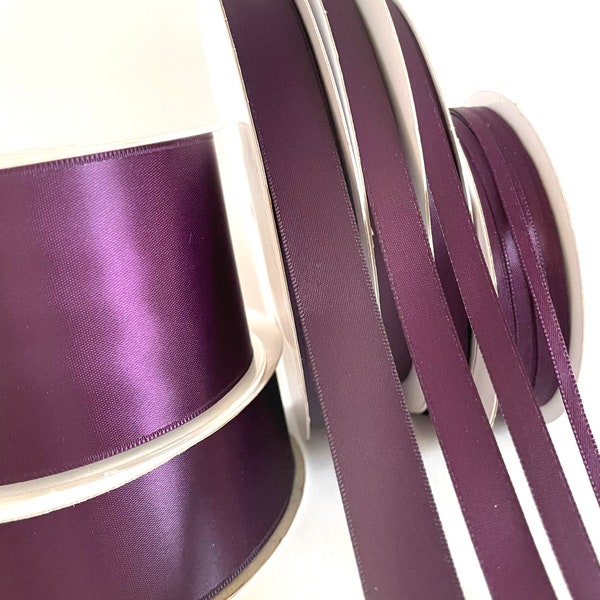 5-50 yds,Eggplant satin ribbon,fabric ribbon,satin ribbon,ribbon for bows,craft ribbon,ribbon by the yard,scrapbooking ribbon,wedding ribbon