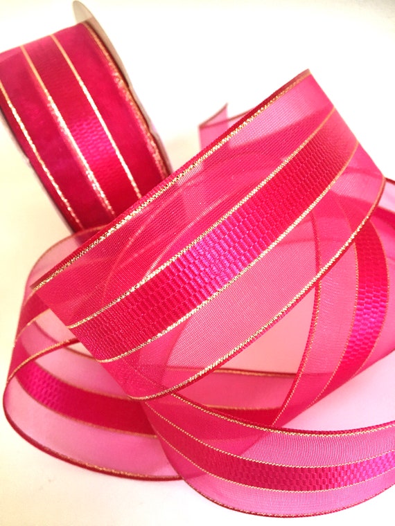 Fuchsia ribbon fabric ribbon organza ribbon sheer ribbon ribbons reversible ribbon sewing ribbon ribbon for bows ribbon by the yard