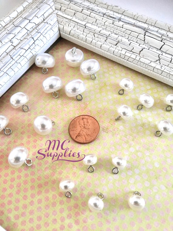 10 pcs,Pearl buttons,white buttons,rhinestone pearls,pearl rhinestones,rhinestone center,flower center,button with shank,pearl buttons,45