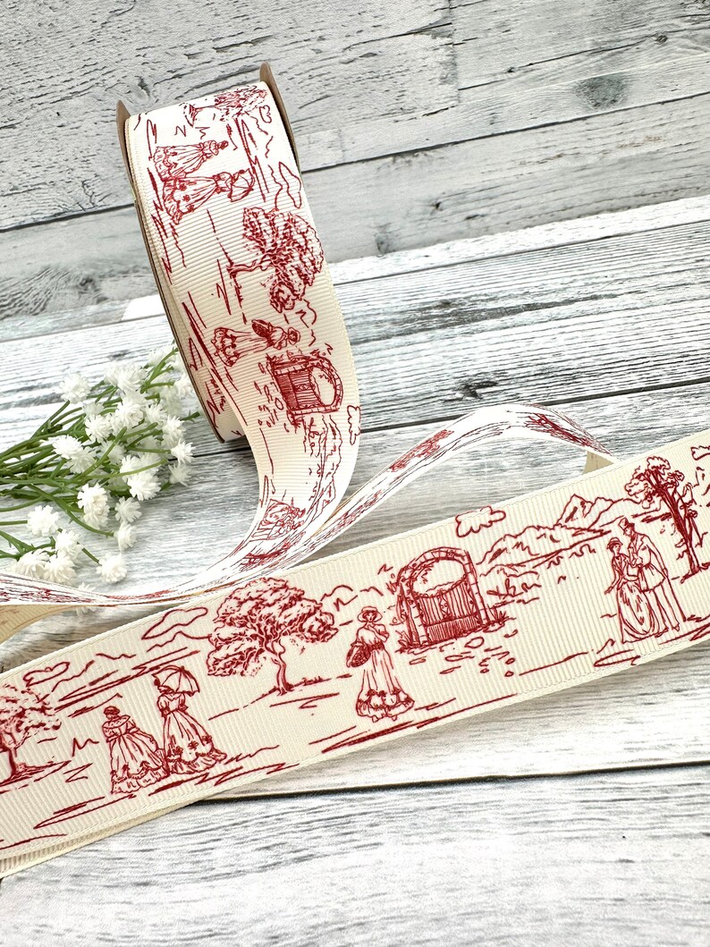 Landscape Ribbon 1-10 Yds,french Toile Ribbon,pastoral Scene Ribbon,landscape Ribbon ...