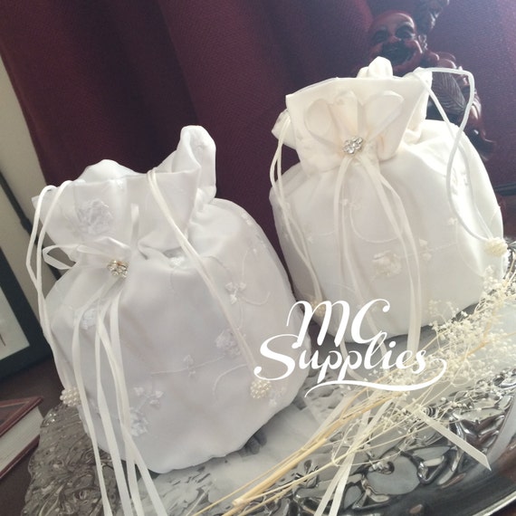 Flower Girl Basket with Embroidered Sheer Trim & Bows - Couture Bridal