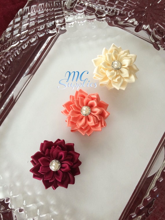 Satin Flowershair Clip Flowersheadband Flowerheadband Etsy