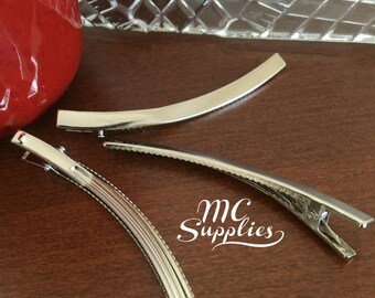 2 pcs,Blank alligator clip,alligator clips,half moon alligator clips,DIY hair clip,big clips,hair findings,silvertone alligator clips.