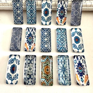 10 piezas, cabujones azules, piedras preciosas azules, cabujón de vidrio, cabujón rectangular, cabujón de parte trasera plana, cabujón de cúpula, accesorios.